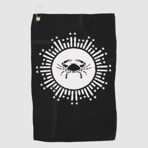 Cancer Zodiac Sign Crab Cosmic Starburst Design Golf Towel