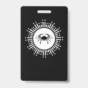 Cancer Zodiac Sign Crab Cosmic Starburst Design ID Badge