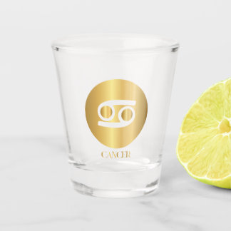 Cancer Zodiac Sign in Gold Circle Shot Glass