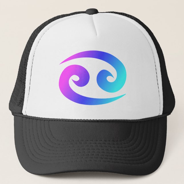 Cancer Zodiac Sign Magenta Blue Aqua Trucker Hat (Front)