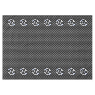 Cancer Zodiac Sign on Charcoal Carbon Fibre Print Tablecloth