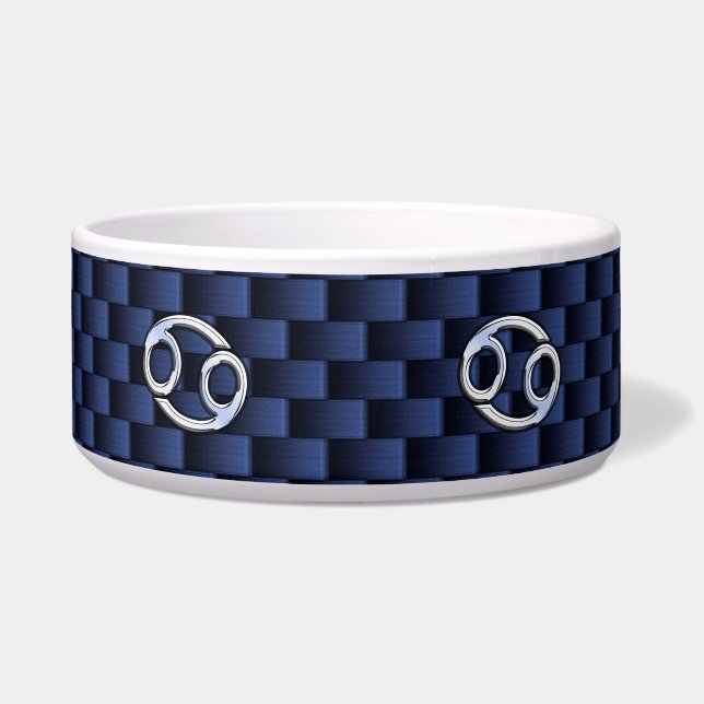 Cancer Zodiac Sign on Navy Blue Carbon Fibre Print (Front)