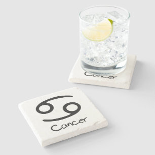 Cancer Zodiac Sign on White Background Stone Coaster