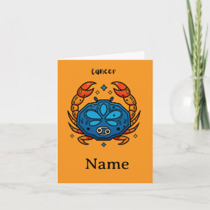 Cancer Zodiac Sign Pop Art - Retro Celestial Crab Card
