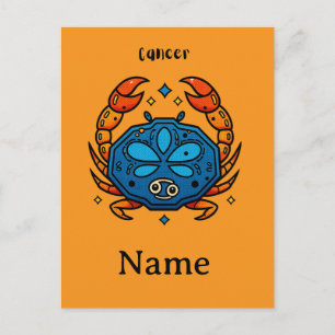 Cancer Zodiac Sign Pop Art - Retro Celestial Crab  Invitation Postcard