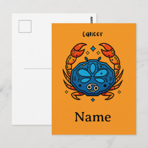 Cancer Zodiac Sign Pop Art - Retro Celestial Crab Postcard