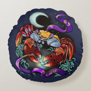 Cancer zodiac sign round cushion