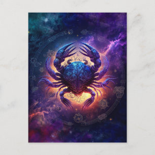 Cancer Zodiac Sign Watercolor Design Postcard