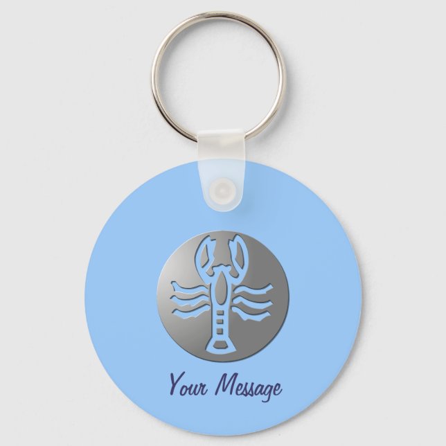 Cancer Zodiac Star Sign Premium Silver Key Ring (Front)