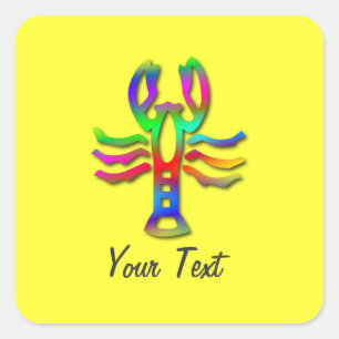 Cancer Zodiac Star Sign Rainbow Colour Square Sticker