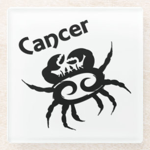 Cancer Zodiac Symbol and Sign Glass Coaster