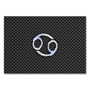 Cancer Zodiac Symbol Charcoal Carbon Fibre Print Table Number