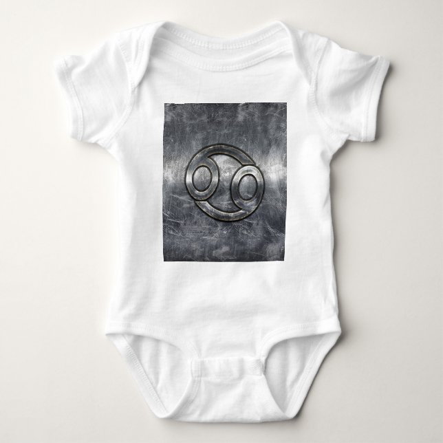 Cancer Zodiac Symbol in Distressed Decor Baby Bodysuit (Front)