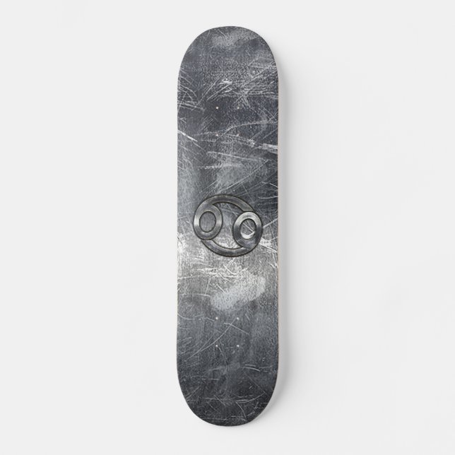 Cancer Zodiac Symbol in Distressed Decor Skateboard (Front)