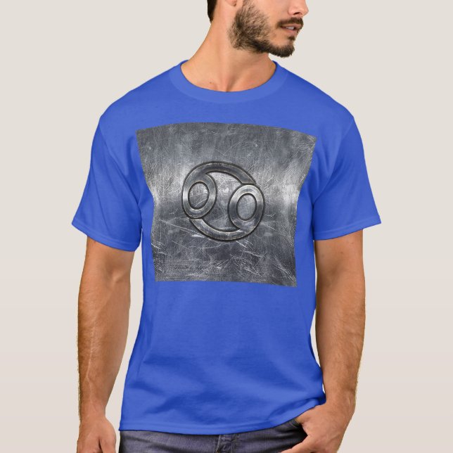 Cancer Zodiac Symbol in Distressed Decor T-Shirt (Front)