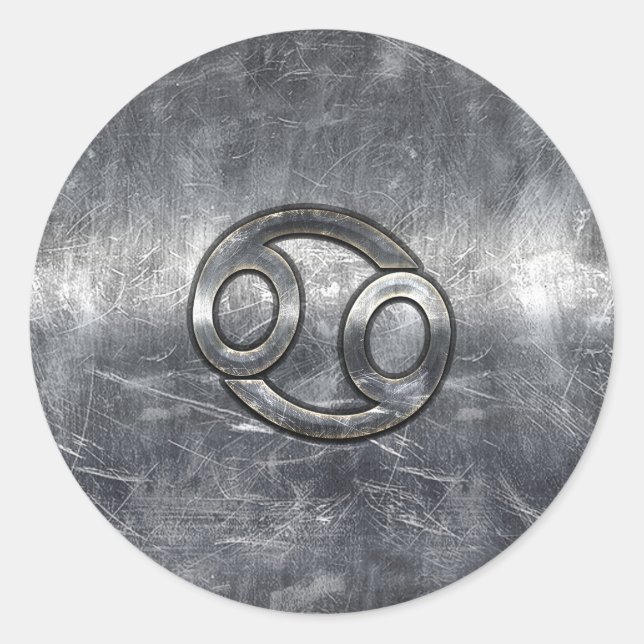 Cancer Zodiac Symbol in Industrial Style Classic Round Sticker (Front)