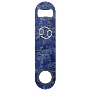 Cancer Zodiac Symbol Navy Blue Digital Camouflage