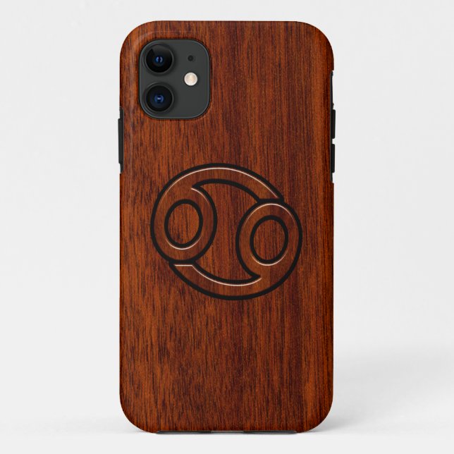 Cancer Zodiac Symbol on Mahogany Style Decor Case-Mate iPhone Case (Back)