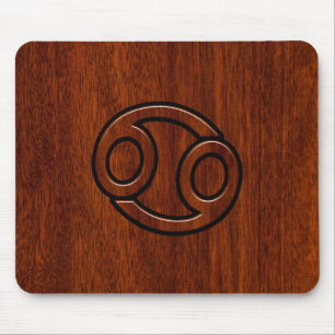 Cancer Zodiac Symbol on Mahogany Style Decor Mouse Pad
