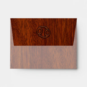 Cancer Zodiac Symbol on Mahogany Style Envelopes