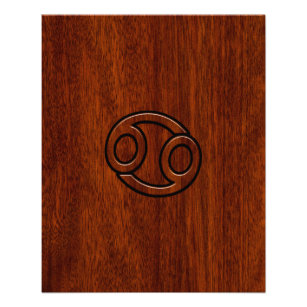 Cancer Zodiac Symbol on Mahogany Wood Style Flyer