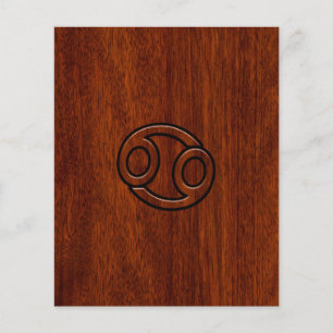 Cancer Zodiac Symbol on Mahogany Wood Style Flyer