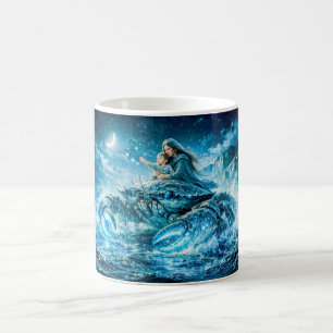 Cancer Zodiac with Mother and Child Reaching for t Coffee Mug
