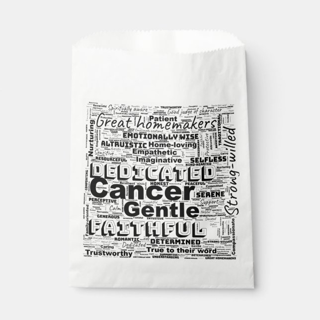 Cancer Zodiac Word Cloud Inspiration  Favour Bags (Front)