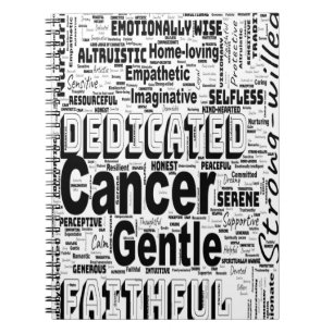 Cancer Zodiac Word Cloud Inspiration Notebook