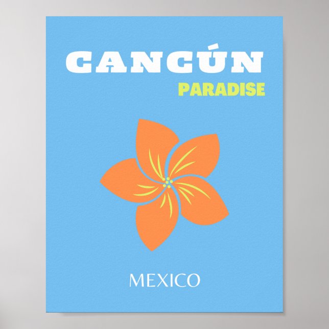 Cancun Art, Tropical Art, Travel Art, Preppy, Blue Poster (Front)