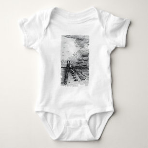 Cancun Beach cloudy black and white Baby Bodysuit