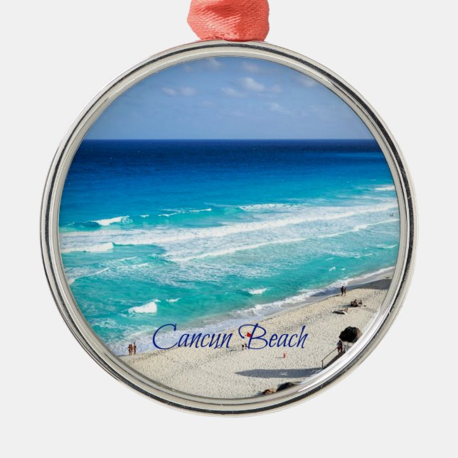 Cancun Beach, Mexico Metal Tree Decoration (Front)