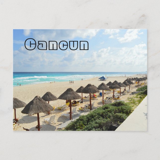 Cancun Beach Oceanfront Waves Tourist Postcard (Front)