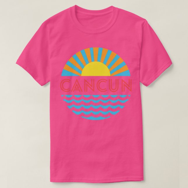 Cancun Beach Sun And Waves T-Shirt (Design Front)
