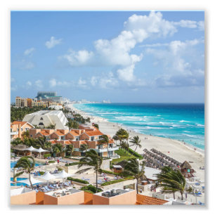 Cancun city on beachside photo print