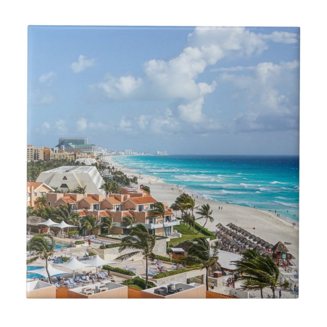 Cancun city on beachside tile (Front)