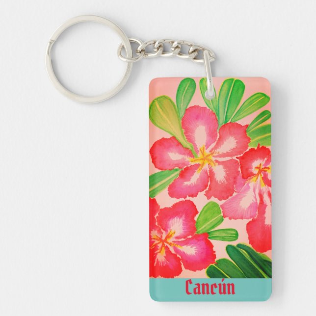 Cancún Desert Rose Souvenir Key Ring (Front)