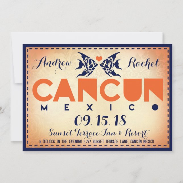CANCUN Destination Wedding Invitation (Front)