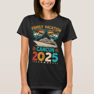 Cancun Family Vacation 2025 Sunglasses Retro Beach T-Shirt