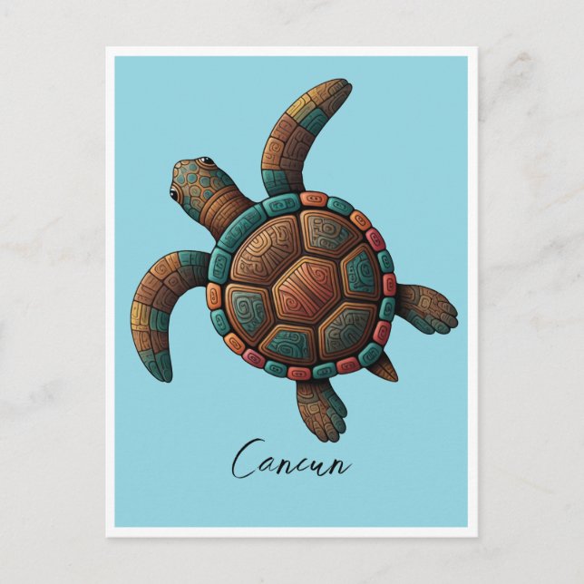 Cancun Mayan design sea turtle Postcard (Front)
