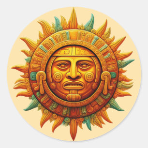 Cancun Mayan Mask Mexico Travel Classic Round Sticker