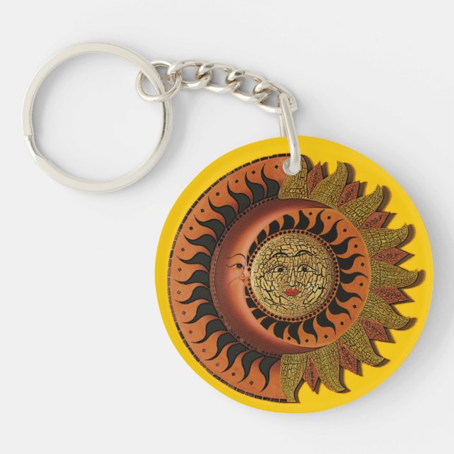 Cancun Mayan Moon and Sun Keychain (Front)