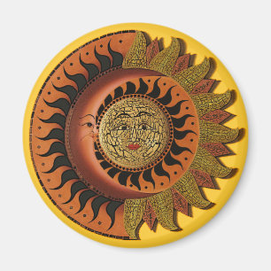 Cancun Mayan Moon and Sun  Magnet