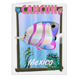 Cancun Mexican tropical travel poster