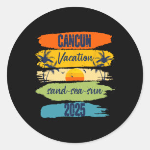 Cancun Mexico 2025 Summer Vacation Matching Family Classic Round Sticker
