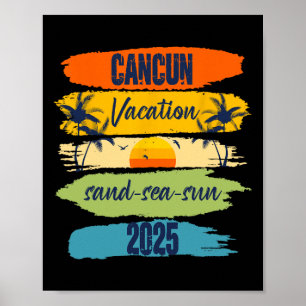Cancun Mexico 2025 Summer Vacation Matching Family Poster
