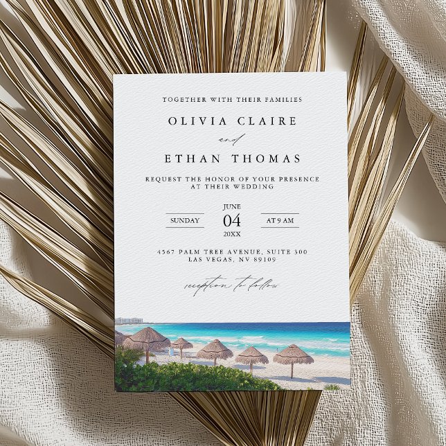 Cancun Mexico Beach Destination Wedding Invitation (Creator Uploaded)