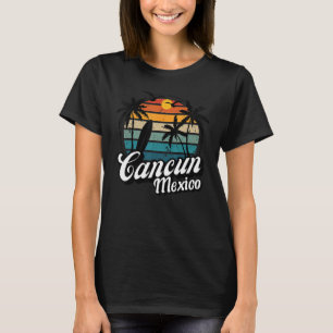 Cancun Mexico Beach Palm Tree Surf Vacay Retro Bea T-Shirt