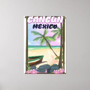 Cancun Mexico beach poster. Canvas Print