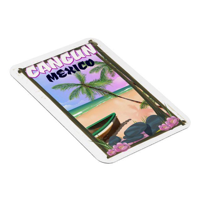 Cancun Mexico beach poster. Magnet (Right Side)